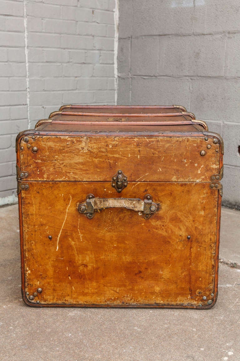 French Colonial Period Leather Trunk