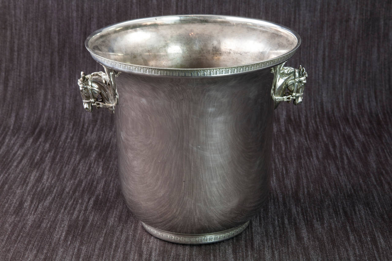 Horse Head Handled Silver Champagne Bucket 4