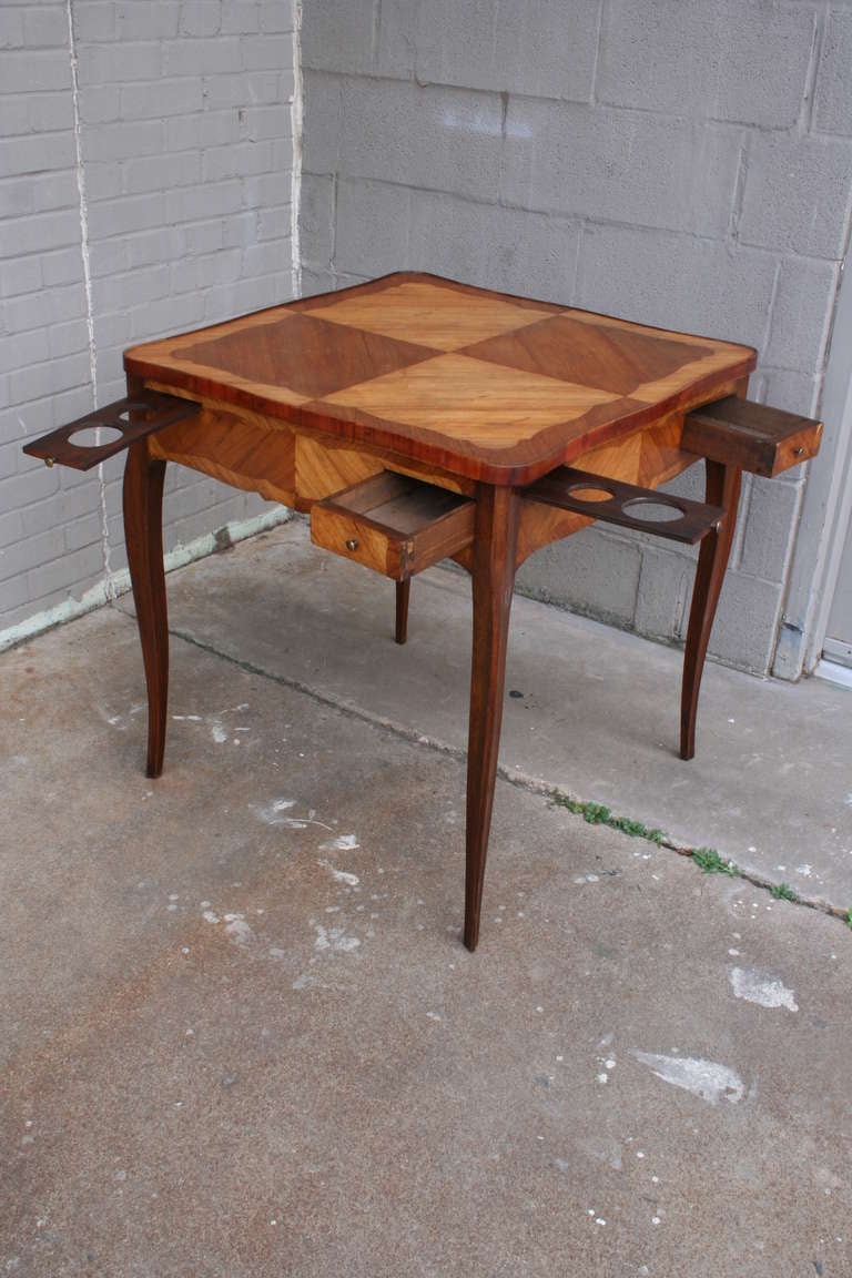 Marquetry Game Table In Excellent Condition In Fayetteville, AR