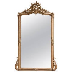 19th Century Louis XV Giltwood Mirror with Beveled Glass