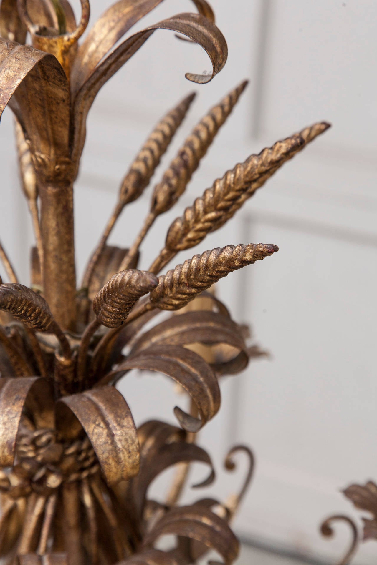 French Gilt Tole Sheaf of Wheat Chandelier 3