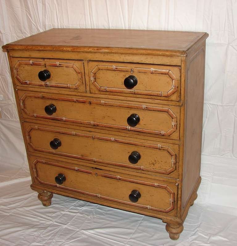 19th Century English Painted Pine Chest of Drawers For Sale 1