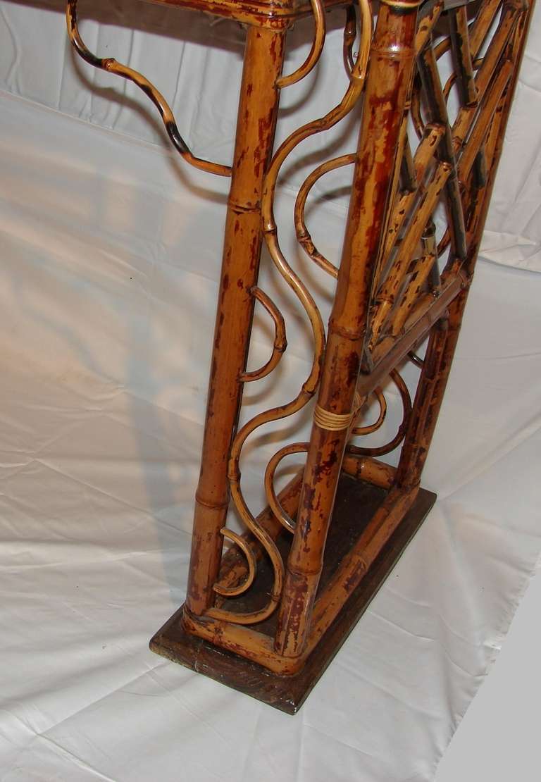 19th c. Chinese Yew and Bamboo Console Table 6