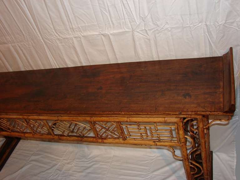 19th Century 19th c. Chinese Yew and Bamboo Console Table