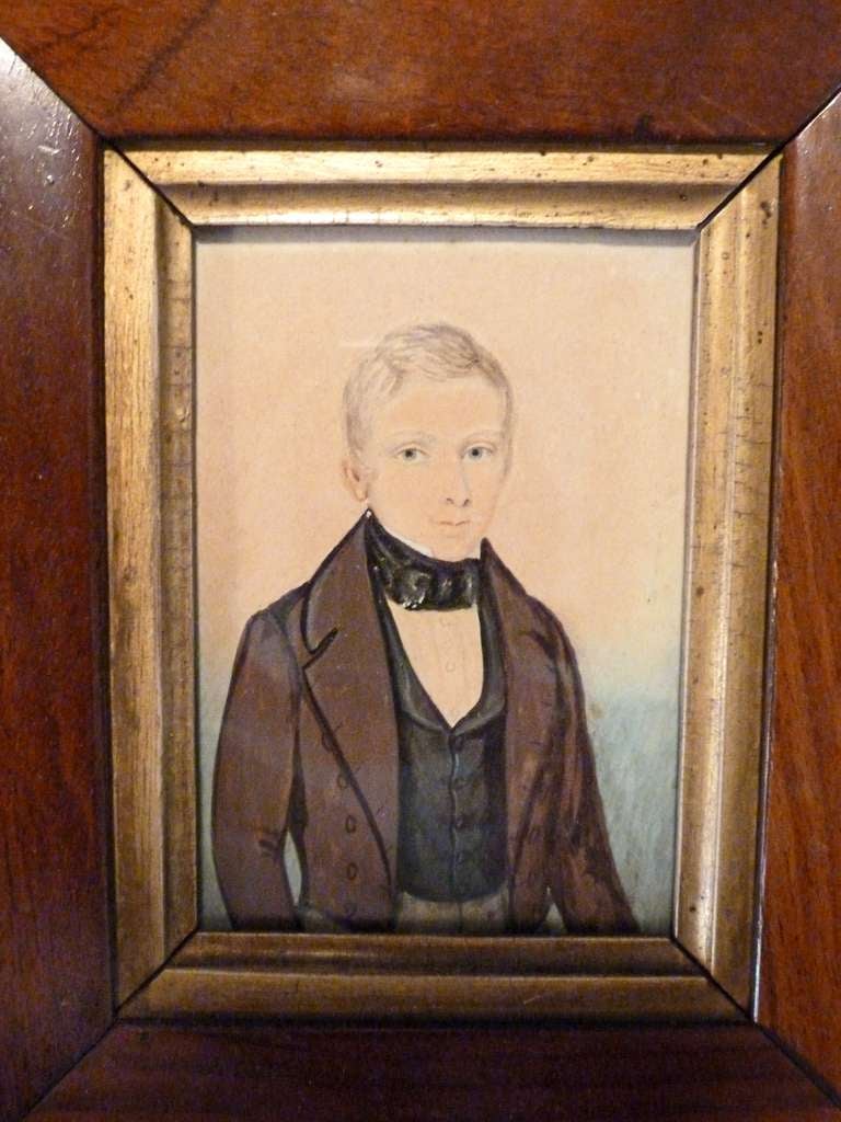 19th c. English Watercolor Painting of a Boy In Good Condition In New York, NY