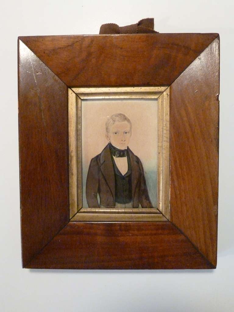 19th Century 19th c. English Watercolor Painting of a Boy