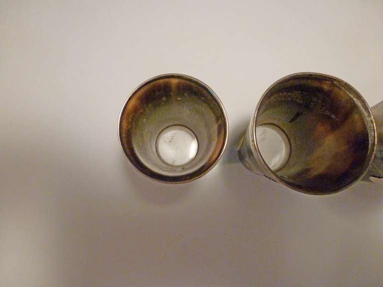 Set of Six Horn and Silver Beakers In Good Condition In New York, NY