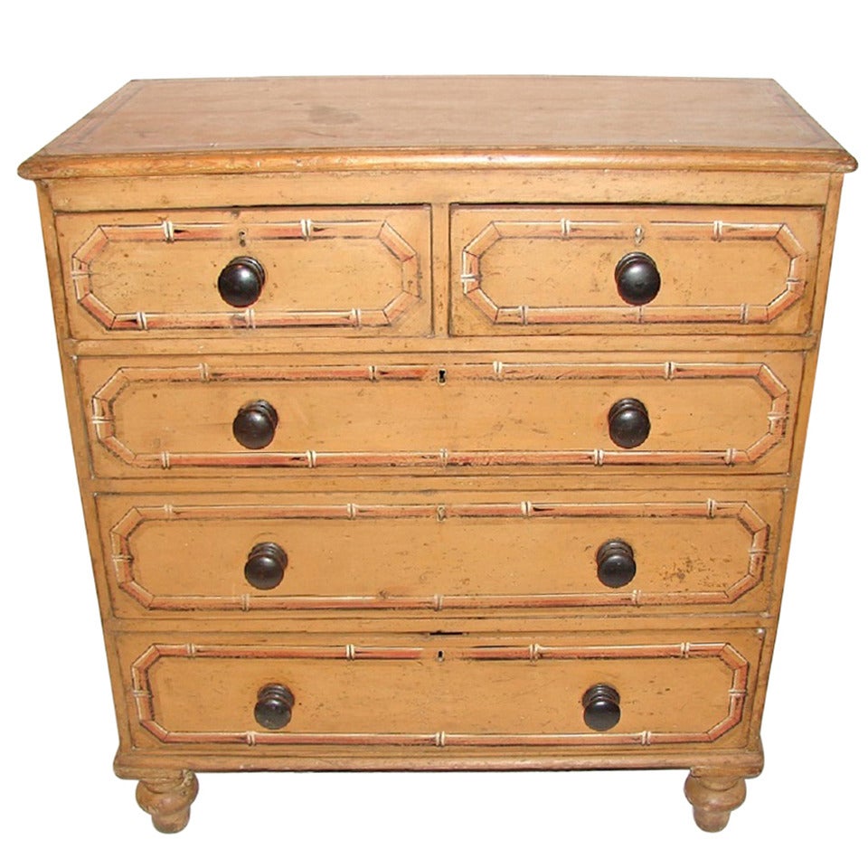 19th Century English Painted Pine Chest of Drawers For Sale
