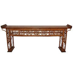 19th c. Chinese Yew and Bamboo Console Table