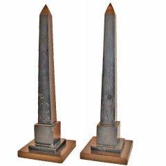 Pair of Black Marble Obelisks
