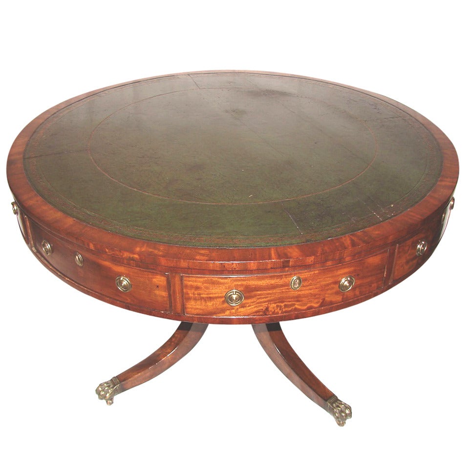 English Georgian Mahogany Drum Table