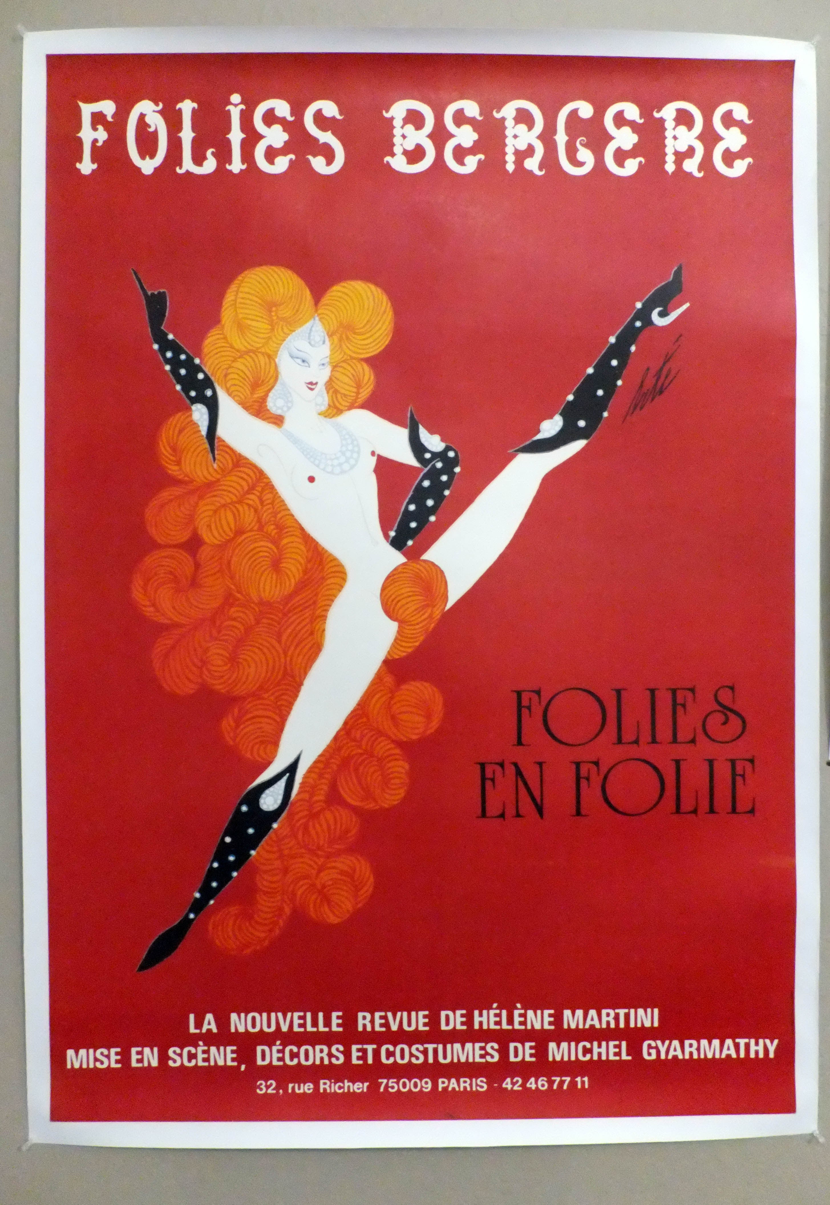 Vintage Folie Bergere Poster by Erte For Sale