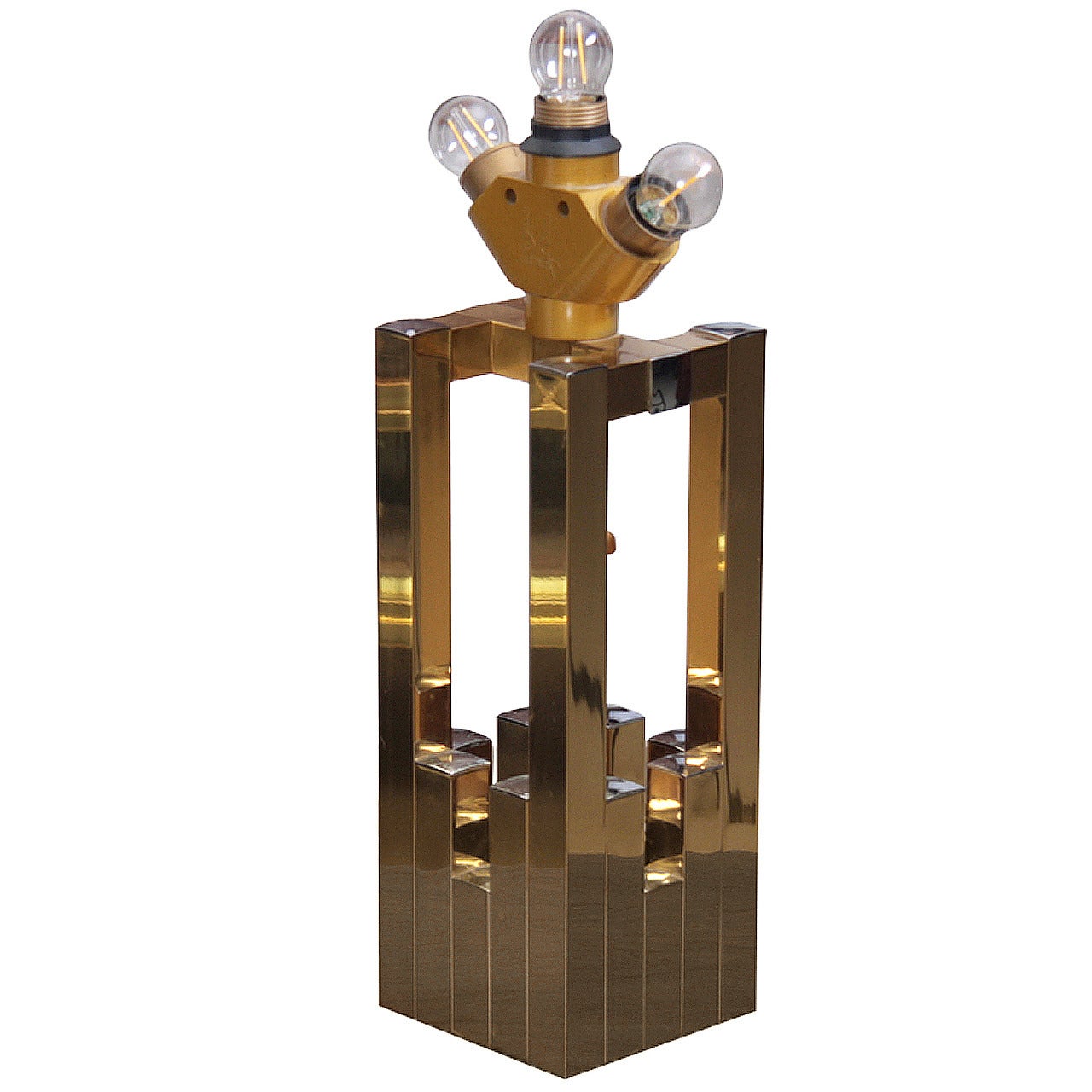 Rare Lumica Table Lamp in Brass in the manner of Willy Rizzo For Sale