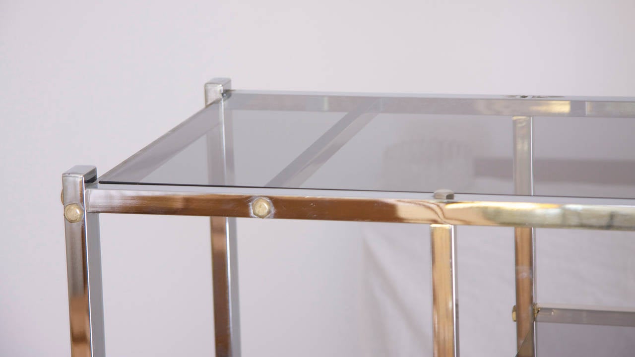 Late 20th Century French 70s chrome Brass Shelf and Room Divider by Maison Jansen