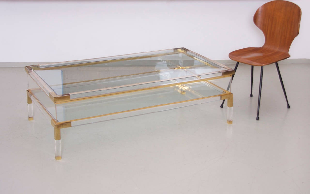 Large Lucite and Brass Vitrine Coffee Table by Charles Hollis Jones 2