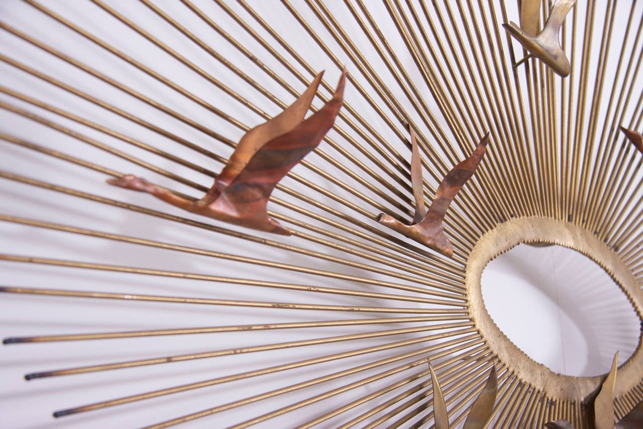 Mid-Century Modern 1960s Curtis Jere Sunburst in brass and copper