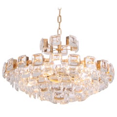 Vintage Glamorous Palwa Gilded Brass and Glass Jewel Chandelier