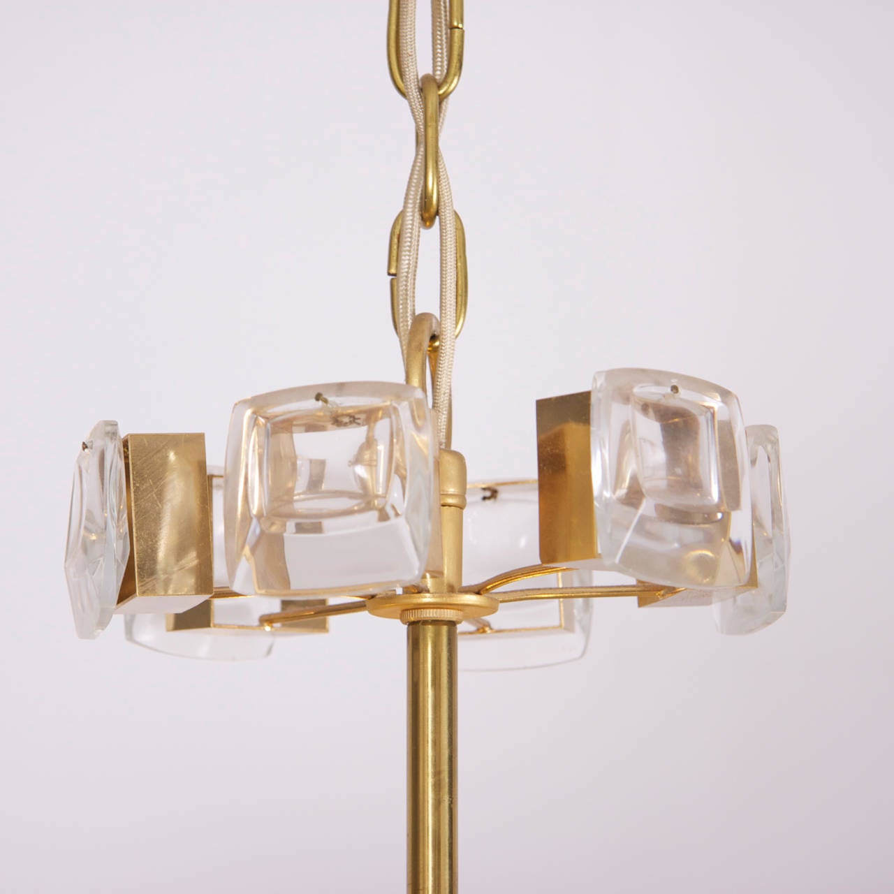 German Glamorous Palwa Gilded Brass and Glass Jewel Chandelier For Sale