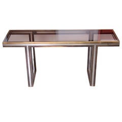 XXL Romeo Rega Brass and Chrome Console Table 7