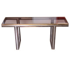 Mesa consola XXL Romeo Rega de latón y cromo