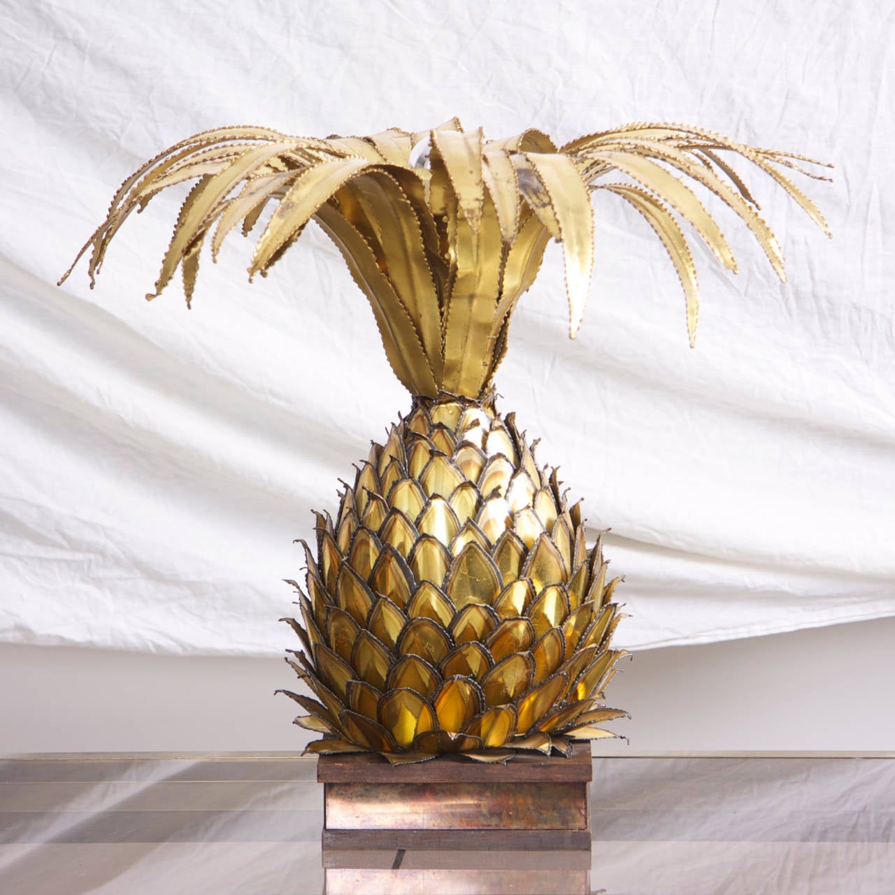 Huge and very rare Maison Jansen pineapple table lamp from the 1970s.