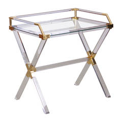 Large Charles Hollis Jones Lucite and Brass Bar Table 6