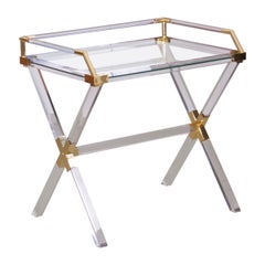 Large Charles Hollis Jones Lucite and Brass Bar Table