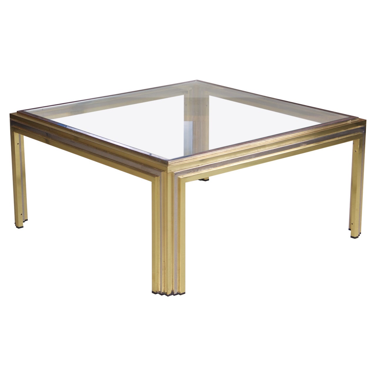 Romeo Rega Coffee Table in Brass and Chrome For Sale