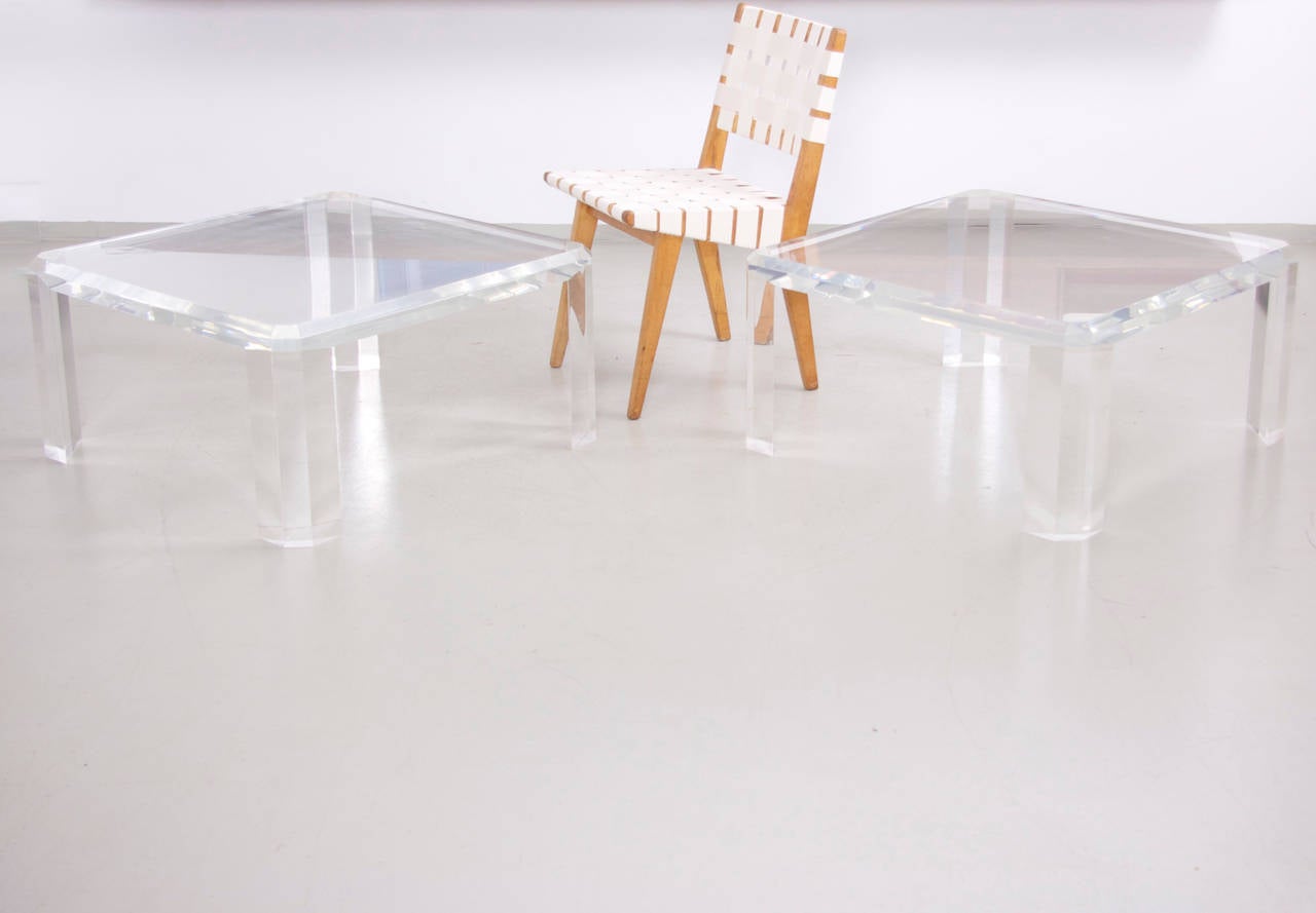 American Pair of Charles Hollis Jones Lucite Coffee Tables or Side Tables For Sale