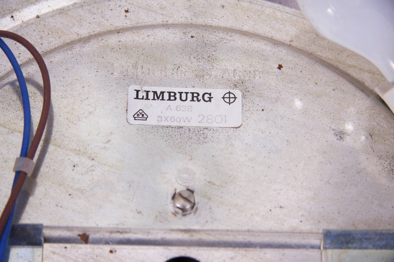 Mid-20th Century Pair of Extra Large Glass Flush Mounts or Sconces for Glashütte Limburg For Sale