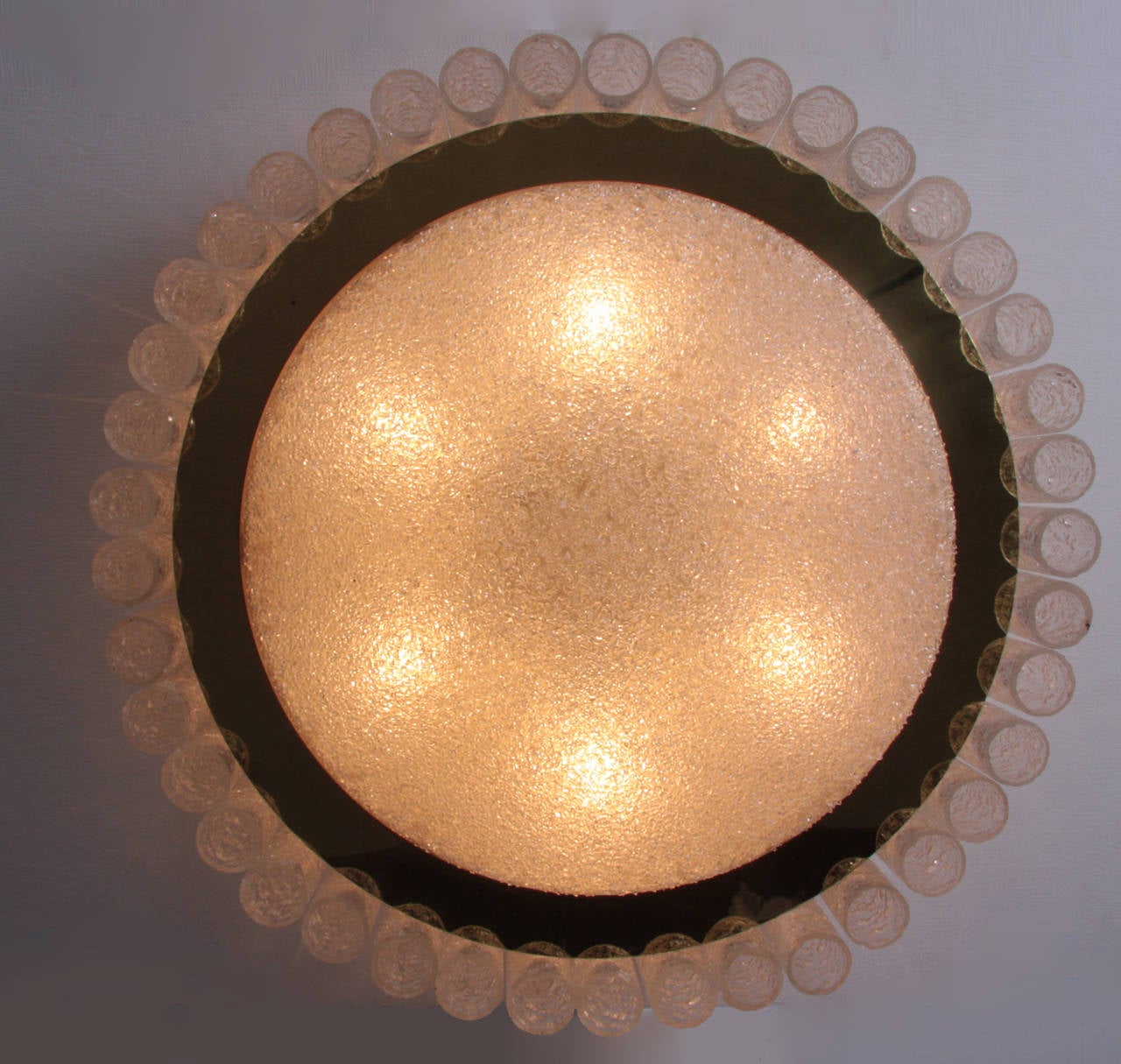 Extra Large Doria Glass Flush Mount or Sconce with Brass Surround In Excellent Condition For Sale In Berlin, BE