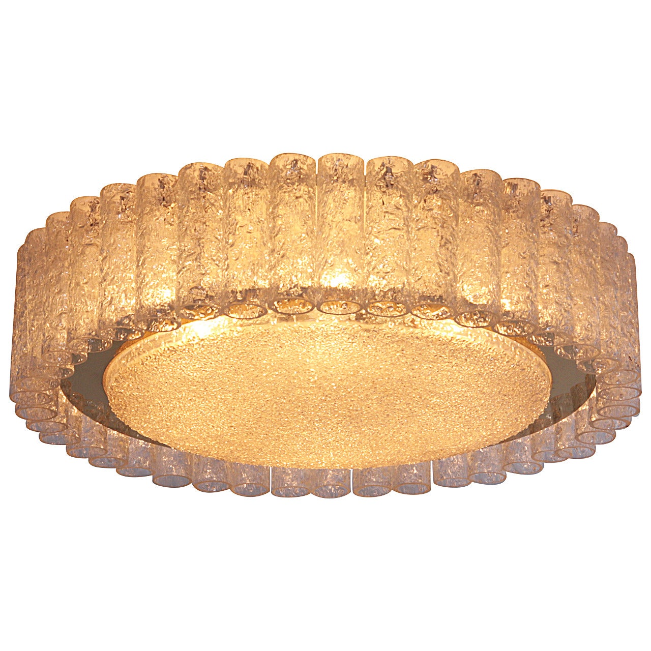 Extra Large Doria Glass Flush Mount or Sconce with Brass Surround