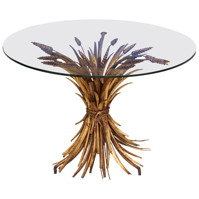 Coco Chanel Style Wheat Coffee Table in Gold at 1stDibs