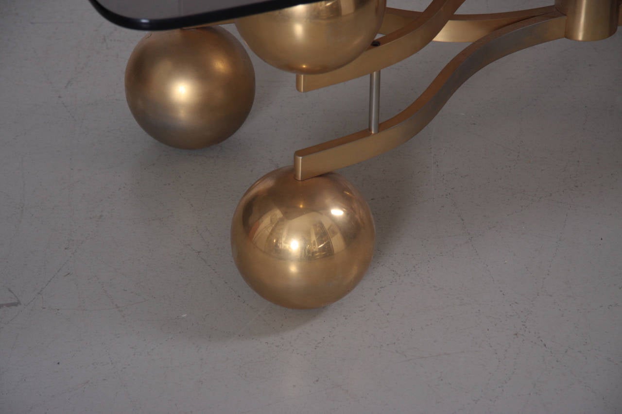Mid-20th Century Brass Sputnik Coffee Table with Glass Top