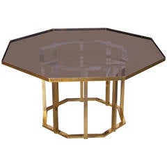 Huge Maison Jansen Octagonal Coffee Table in Massive Brass 9