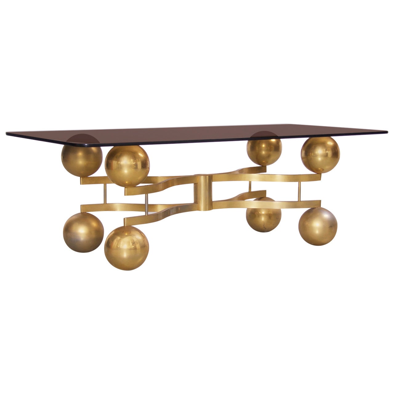 Brass Sputnik Coffee Table with Glass Top