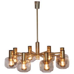 Scandinavian 1960s Luxury Brass Chandelier with Eight Arms 3
