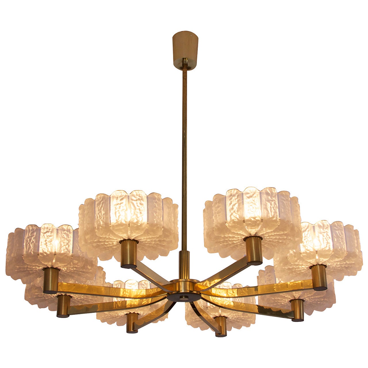 Large Italian 1960s Luxury Brass Chandelier with Eight Arms