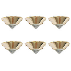 Set of Six Brutalist Style Brass and Murano Glass Sconces or Wall Lamps 11