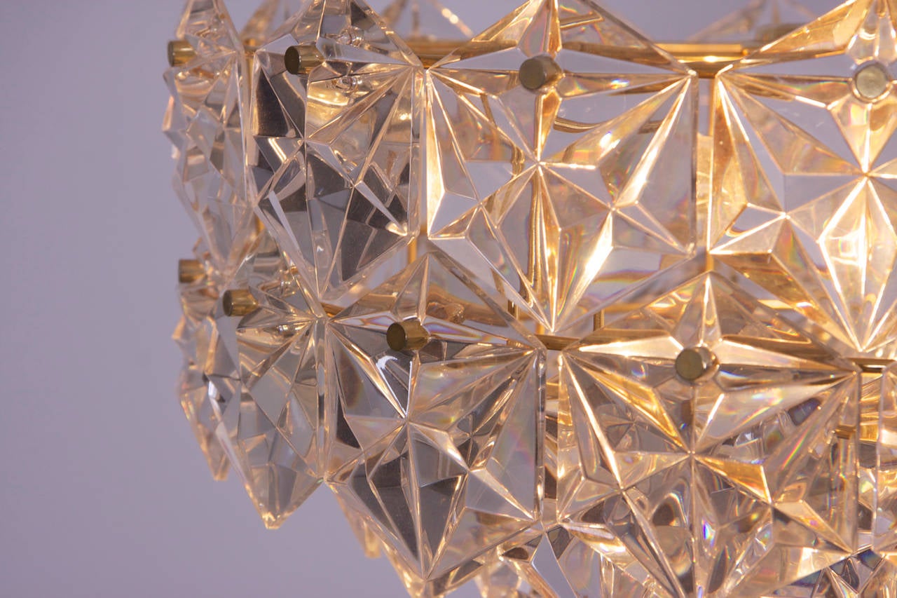 Mid-Century Modern Large Four-Tier Crystal Glass Kinkeldey Chandelier