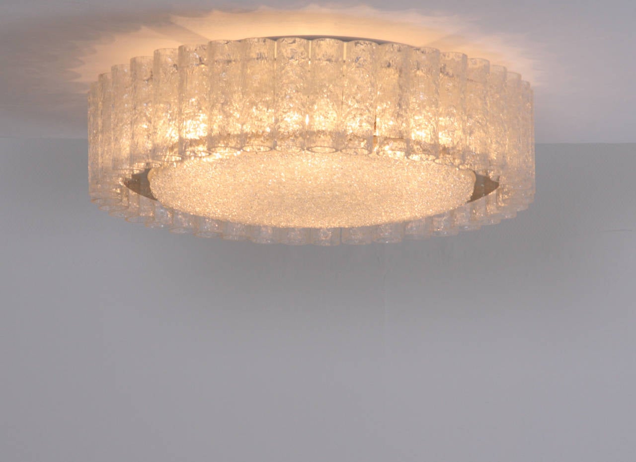 Mid-20th Century Extra Large Doria Glass Flush Mount or Sconce with Brass Surround For Sale
