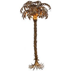 Huge Gilt Metal Palm Tree Floor Lamp by Hans Kögl