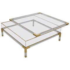 Large Lucite and Brass Vitrine Coffee Table by Charles Hollis Jones