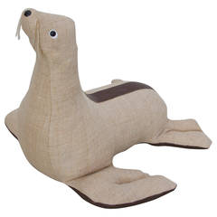 Rare Leather and Jute Therapeutic Toy Seal by Renate Muller