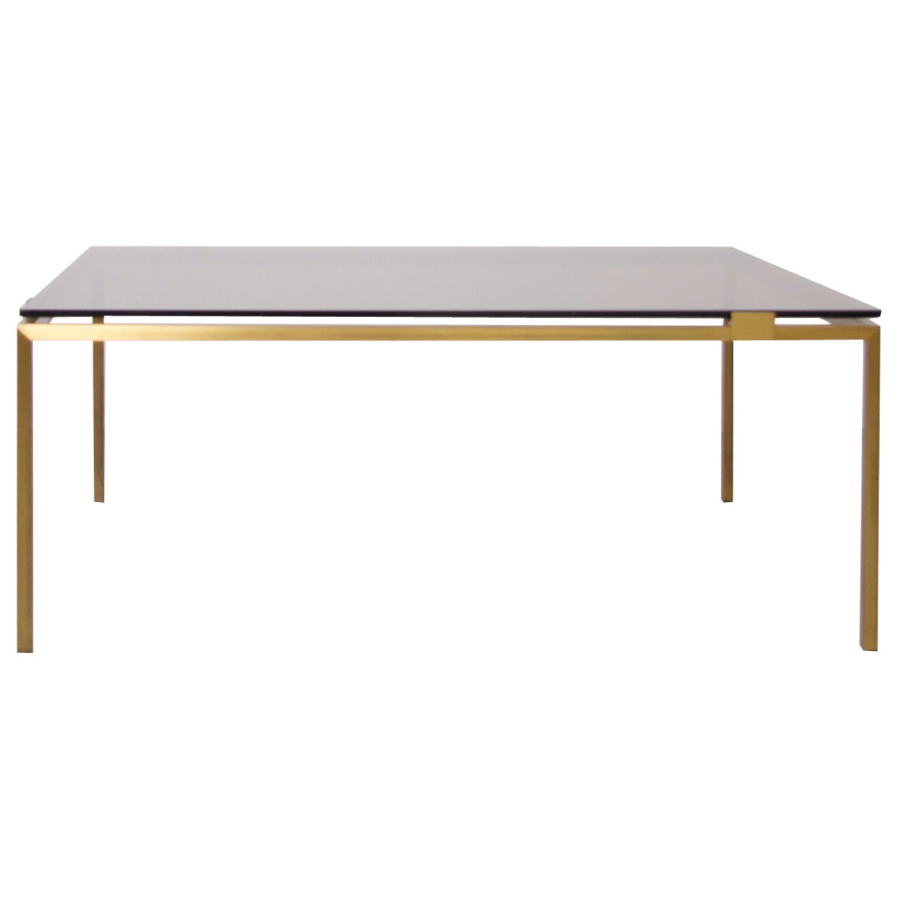 Elegante tavolino da caffè in ottone e vetro alla maniera della Maison Jansen