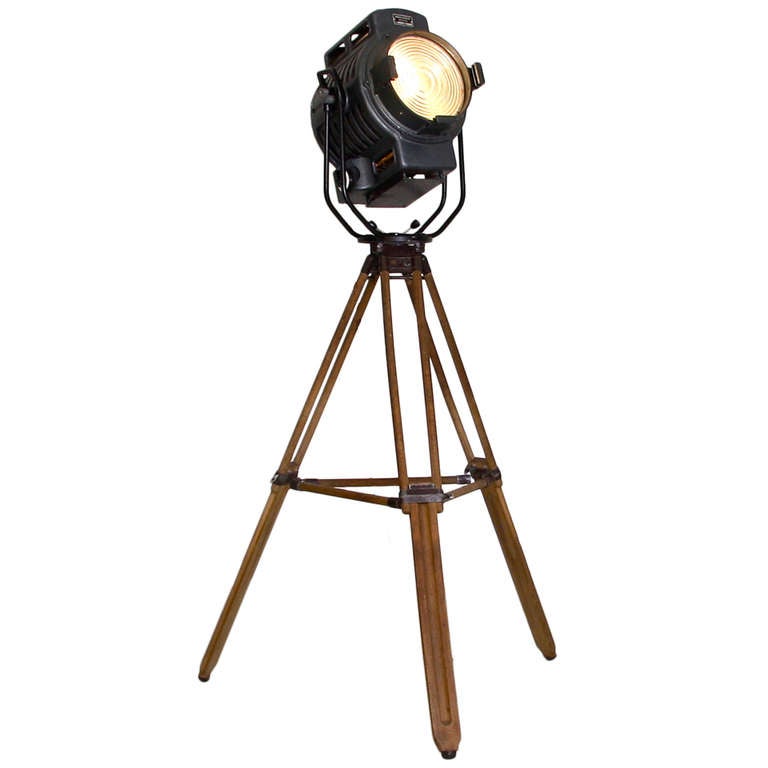 Large Arri 2kw Spot On Wooden Tripod Base spotlight at 1stdibs