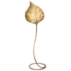 1 of 2 Huge Rhubarb Leaf Brass Floor Lamp by Tommaso Barbi
