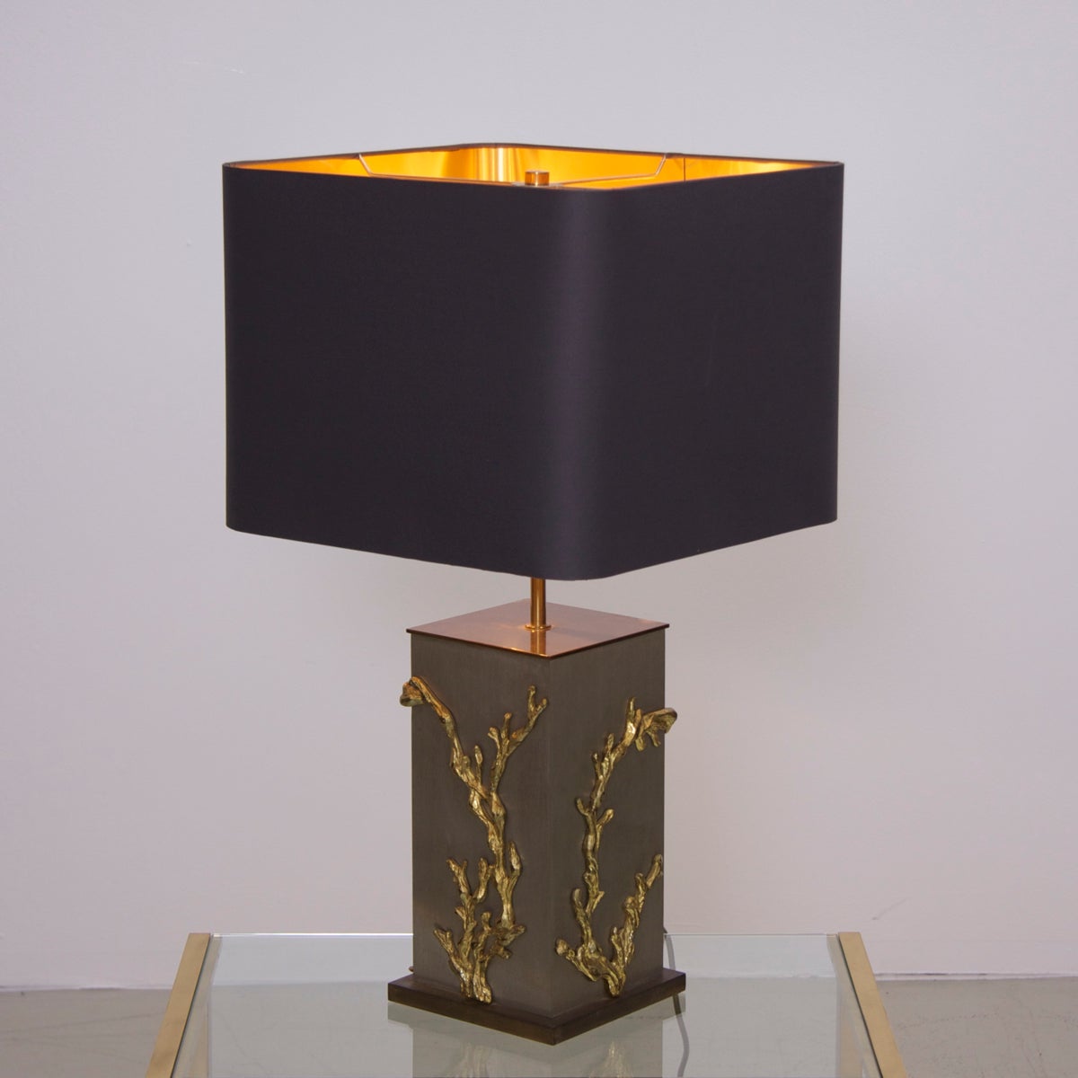 French Huge Bronze Algue or Corail Table Lamp by Maison Charles, Signed