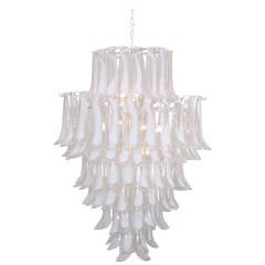 Extra Large Oversized Murano Glass Tulipani or Feather Chandelier by Mazzega