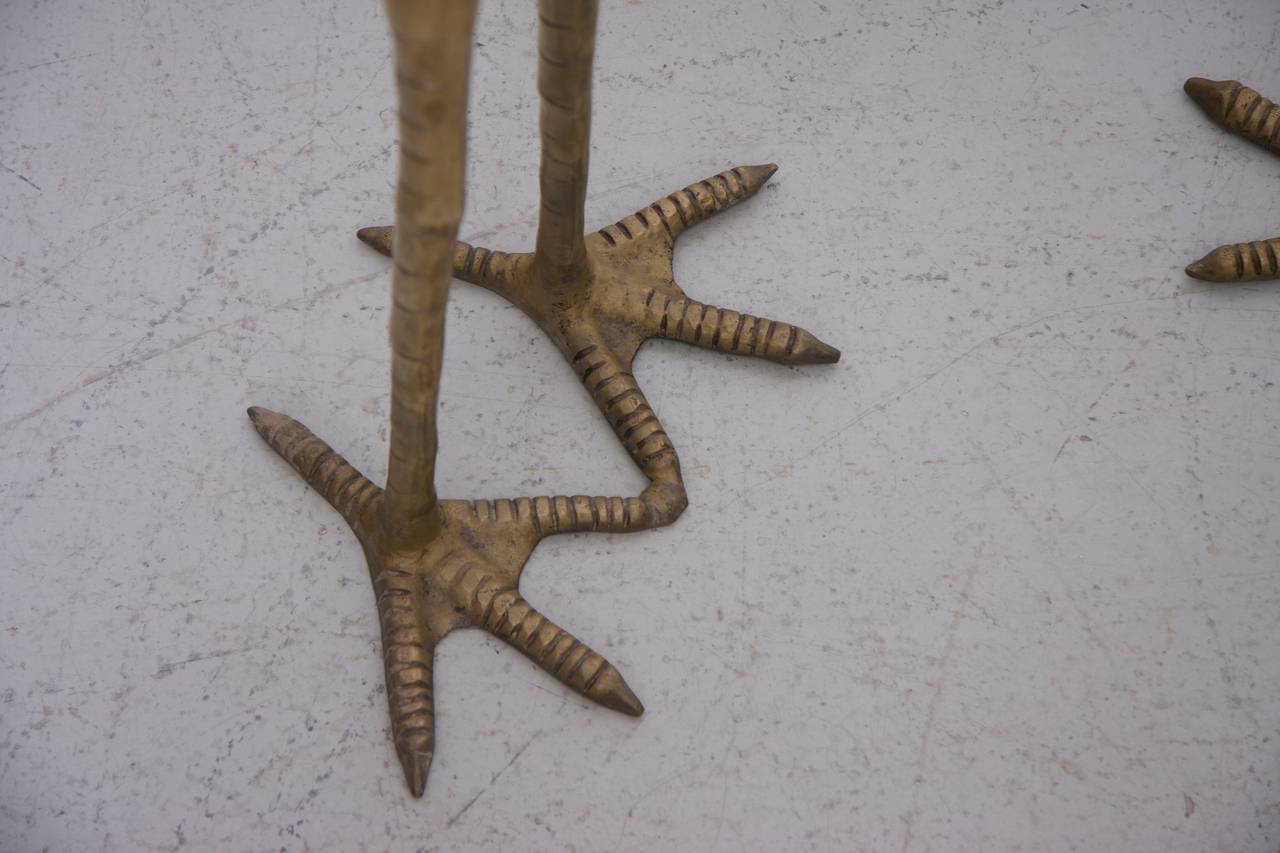 French Pair of Extraordinary Brass Flamingos or Cranes